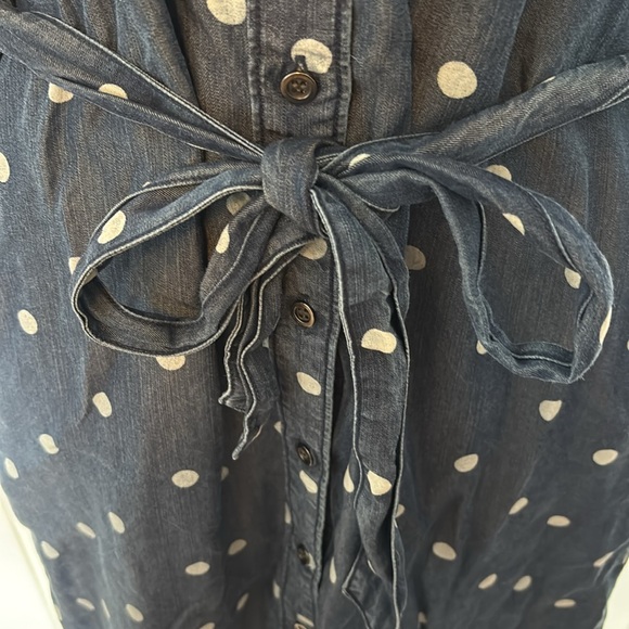 Velvet Heart sz M Polka Dot Denim Button down shirt Dress GUC B928 - Picture 4 of 10